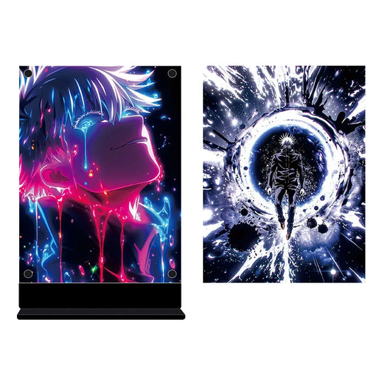 PCLP Led Backlit Poster Jujutsu Kaisen Anime Night Light for Bedroom Nightlight Game Room Deco Table Night Lamp Sign Satoru Gojo